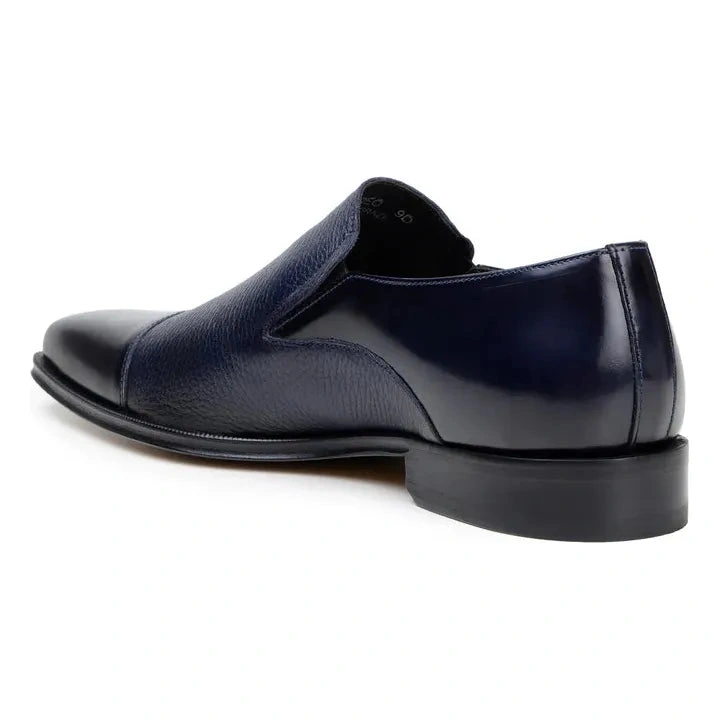 Belvedere ANDREO: Zapatos de hombre italianos en suave piel de ciervo azul marino, ¡elegancia atemporal!